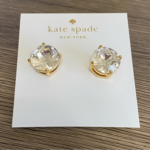 New Kate Spade Large Clear Crystal Gumdrop Earrings Studs - Picture 3 of 11